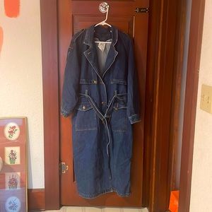 Long denim trench coat